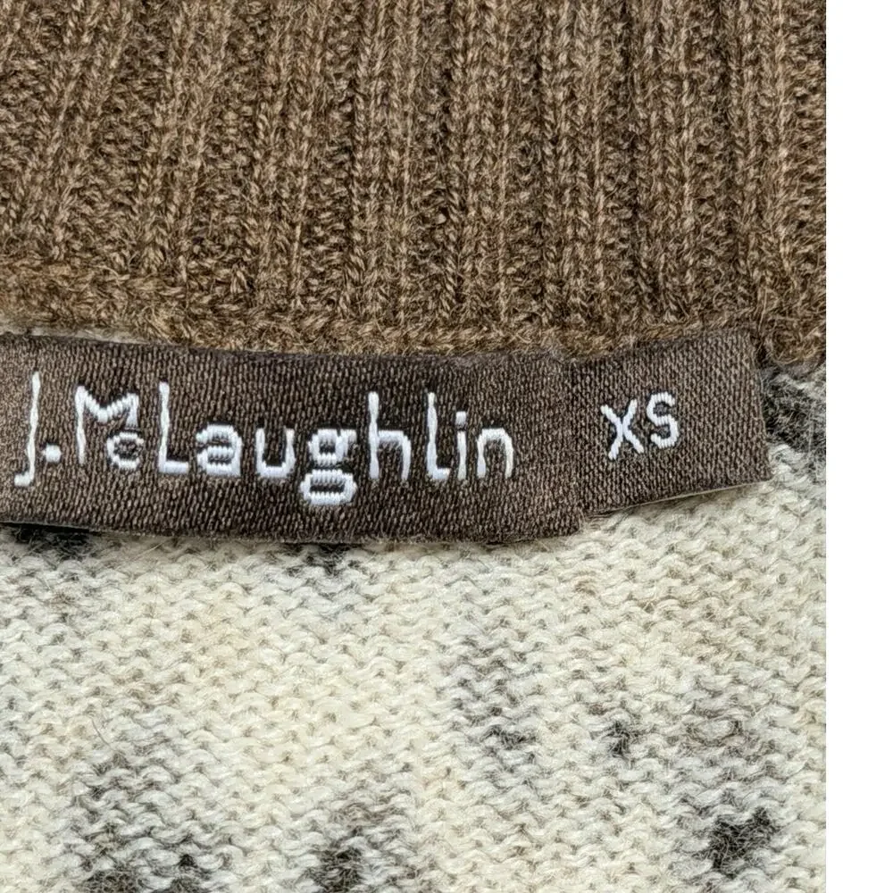 J.McLaughlin 100% Cashmere Cardigan Sweater XS Leopard Animal Print Long V-Neck